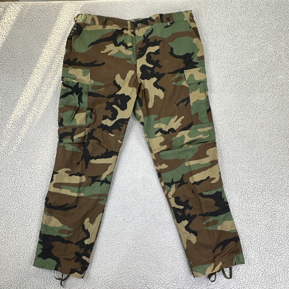 Camo Cargo Combat Pants Men X-Large Regular Double Knee Army Military Ripstop